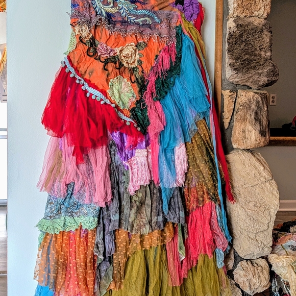 Colorful festival Boho Tulle Gypsy wrap lace Layer floral boho maxi skirt M L XL - Picture 6 of 12